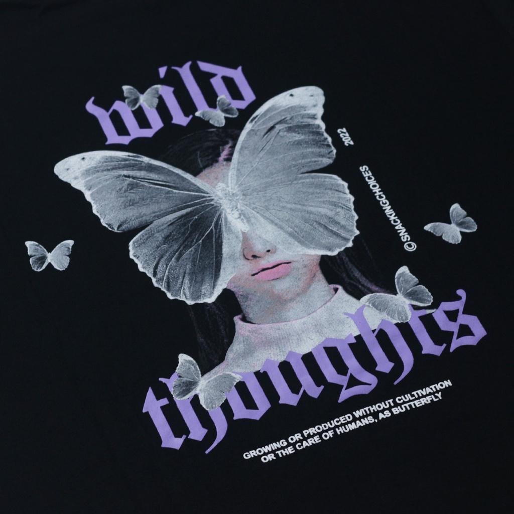 T-shirt | Oversize | Butterfly | Black | Snackingchoices