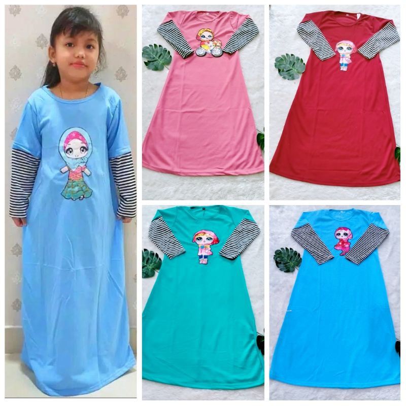 Gamis Baby Tery Anak Led umur 4 5 6 7 8 9 10 11 12 tahun