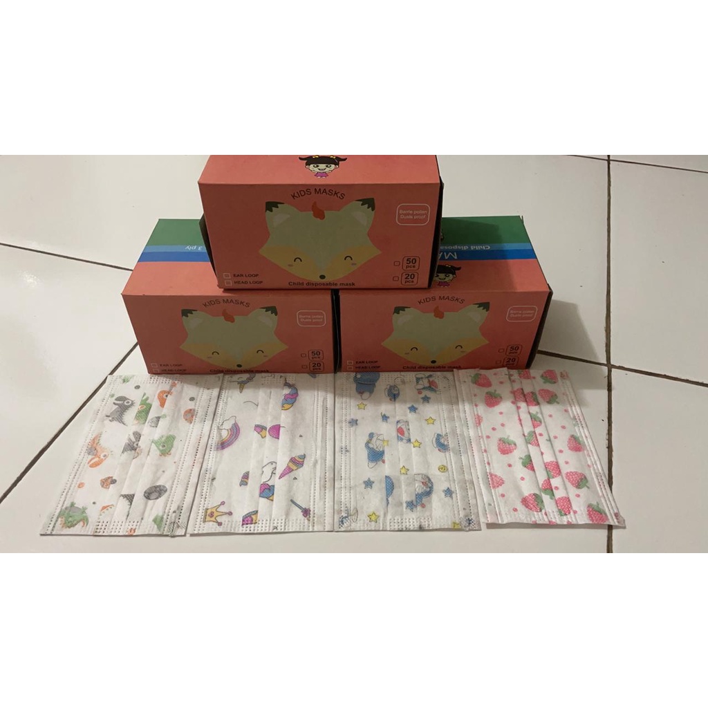 Masker Anak Karakter 3ply isi 50pcs  / Masker Anak karakter / Masker Anak Anak / Masker anak laki laki / Masker Anak perempuan