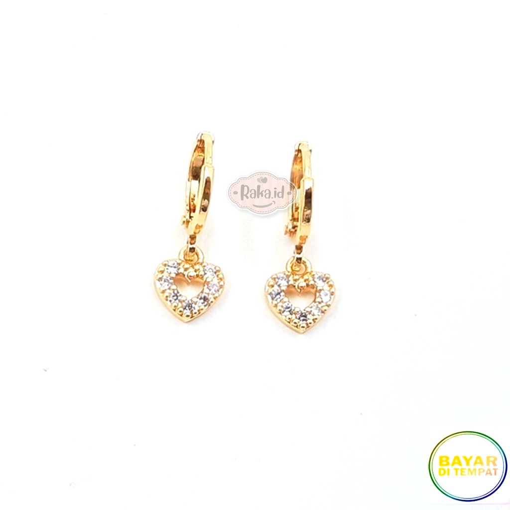 RAKA Acc - Anting Clip / Klip Love Blink Gold Perhiasan Aksesoris Wanita Lapis Emas 18k 239