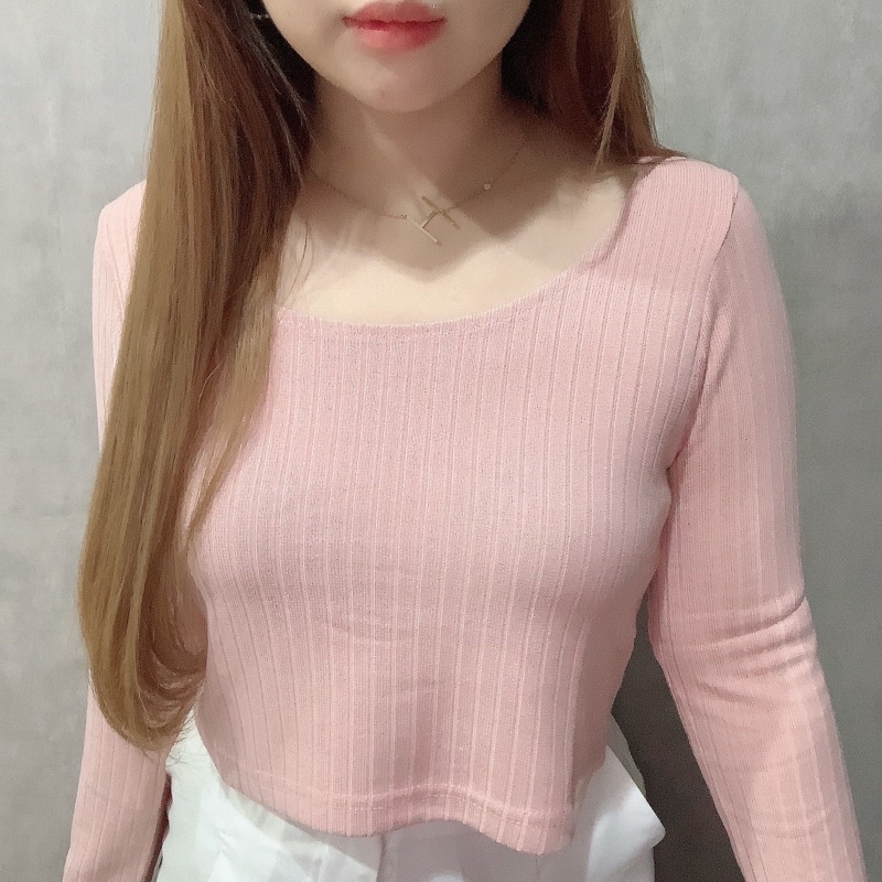 Knit Crop Top Long Sleeve | Baju Lengan Panjang Wanita Korea Fashion | Maimon Grosir