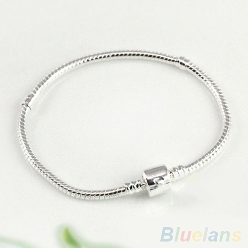 Hu Hu Hu Hu Hu Alat Bantu Pasang Kacamata♡ Gelang Rantai Ular Lapis Silver Dengan Gesper Barrel Untuk Wanita Charms