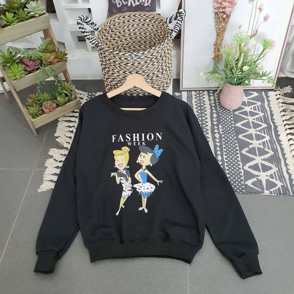 Flinstone Wife Sweater Unisex Motif Print-OOTD Best Quality All Size Fit to L