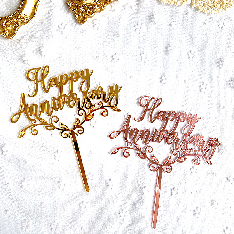 Creative Happy Anniversary Acrylic Cake Topper Wedding Anniversary Party Cake Decoration