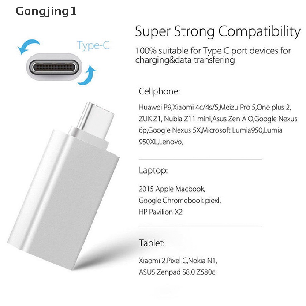 Gongjing1 Adapter Konverter OTG USB Tipe-C Ke USB-A 3.0 Female 3.1 Untuk Mac Nexus 5X 6P