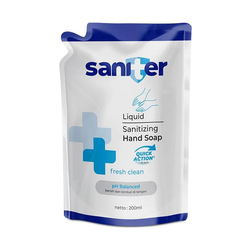 Saniter Refill 200ml Liquid Hand Wash Sabun Cuci Tangan Kemasan Isi Ulang Pouch