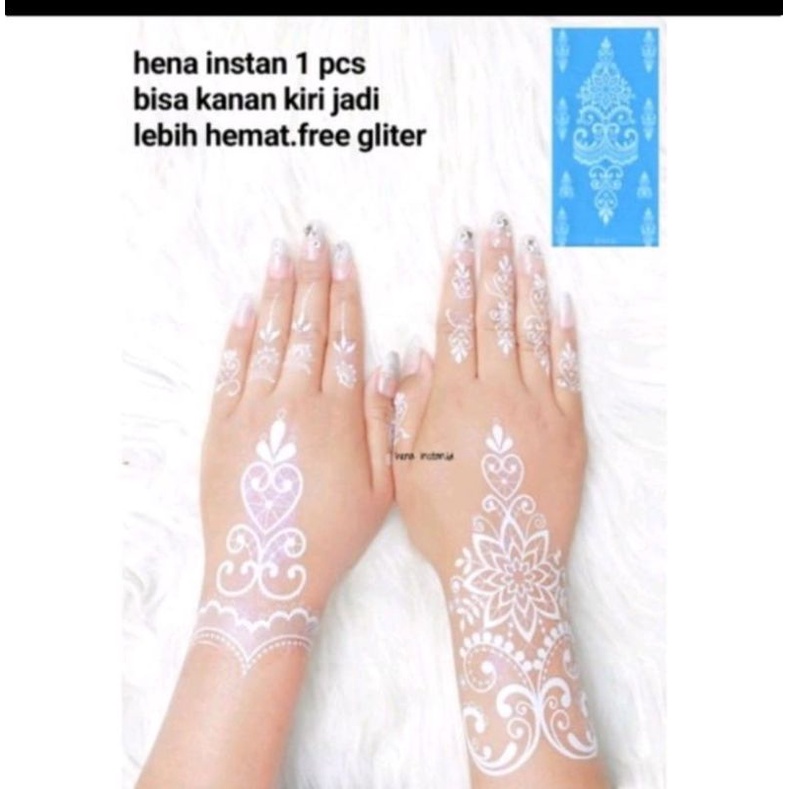 HENA INSTAN 1 PCS JL1013 BISA KANAN KIRI / MOTIF MEWAH / FREE GLITER