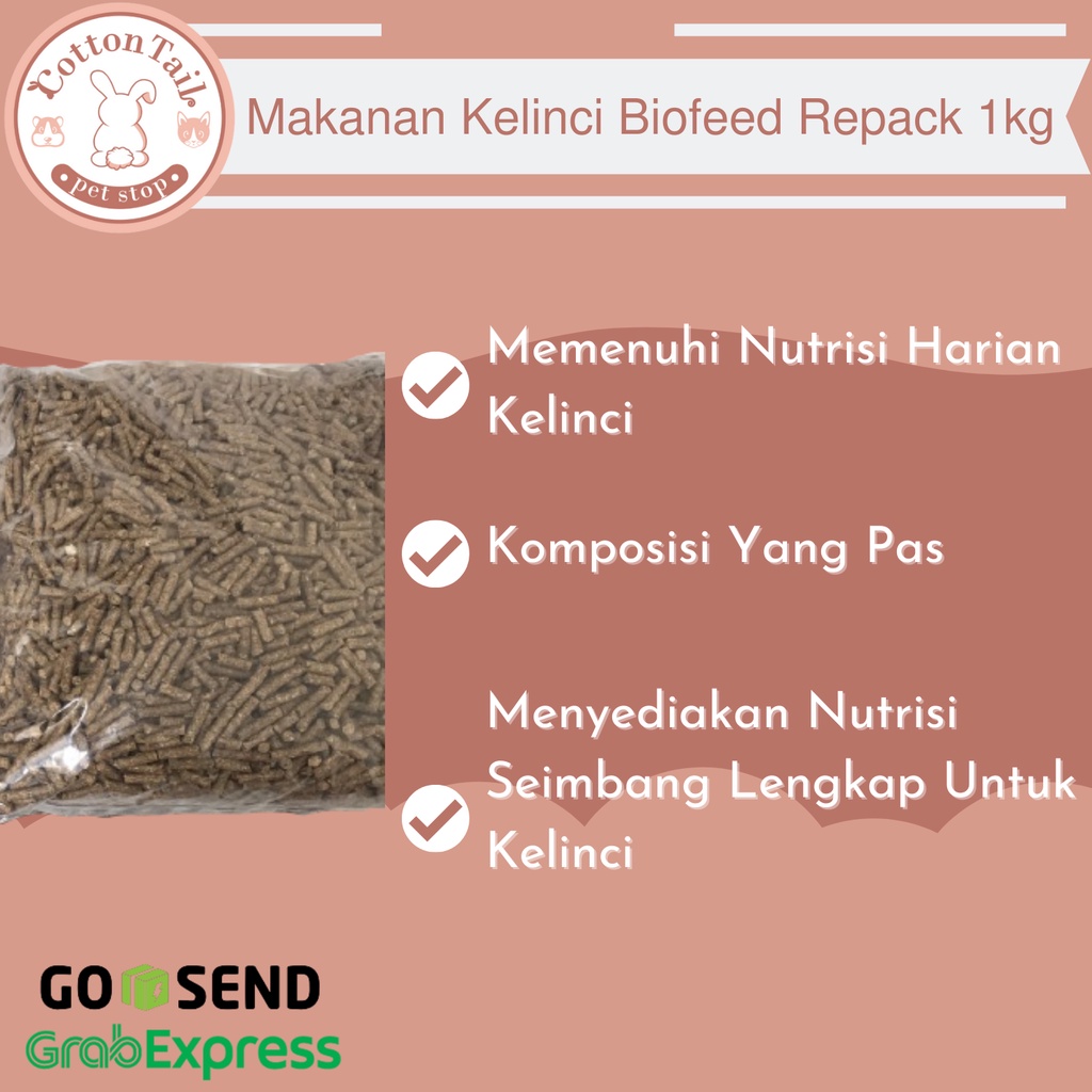 Makanan Kelinci Biofeed Repack 1 Kg - Pelet Kelinci Biofeed Sehat 1Kg