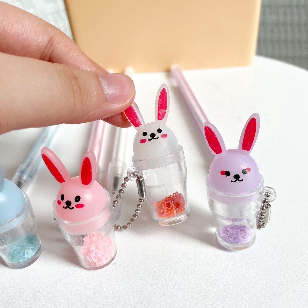 PEN GLITER KELINCI 1 LUSIN PULPEN GANTUNGAN RABBIT UNIK 1 SET TERMURAH BOLPEN GLITER UNIK IMPORT