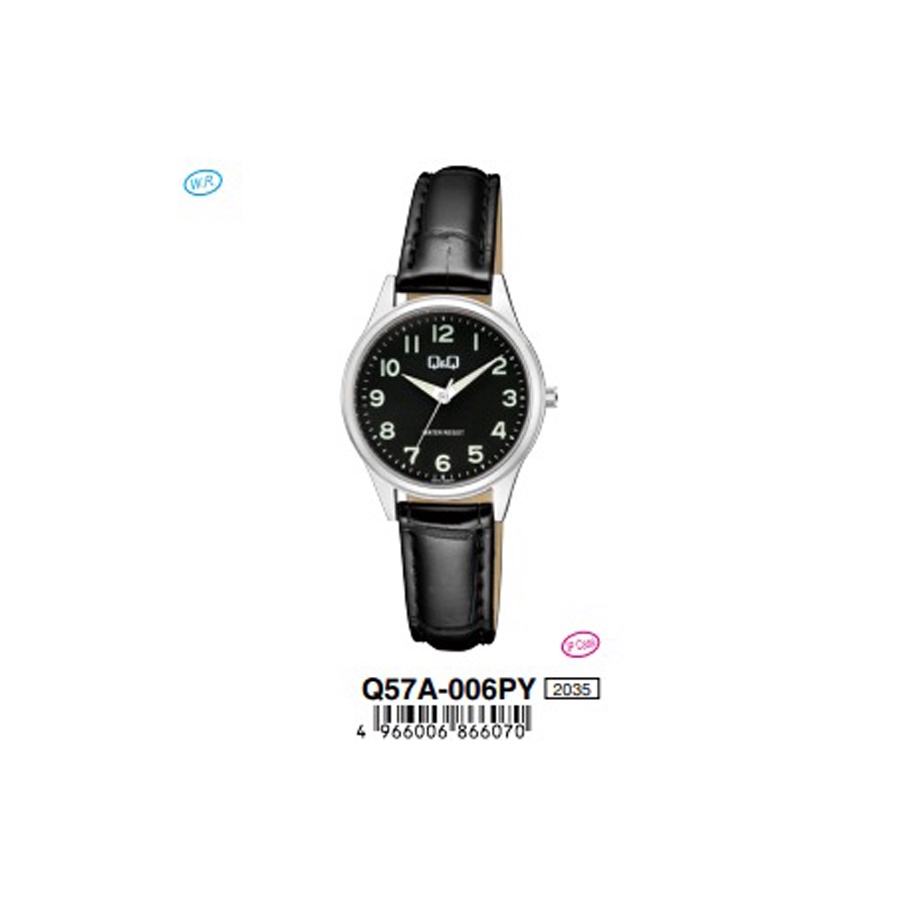 Jam Tangan Wanita Stylist Casual Kulit Leather Analog Original Q&amp;Q QnQ QQ Q57A Series