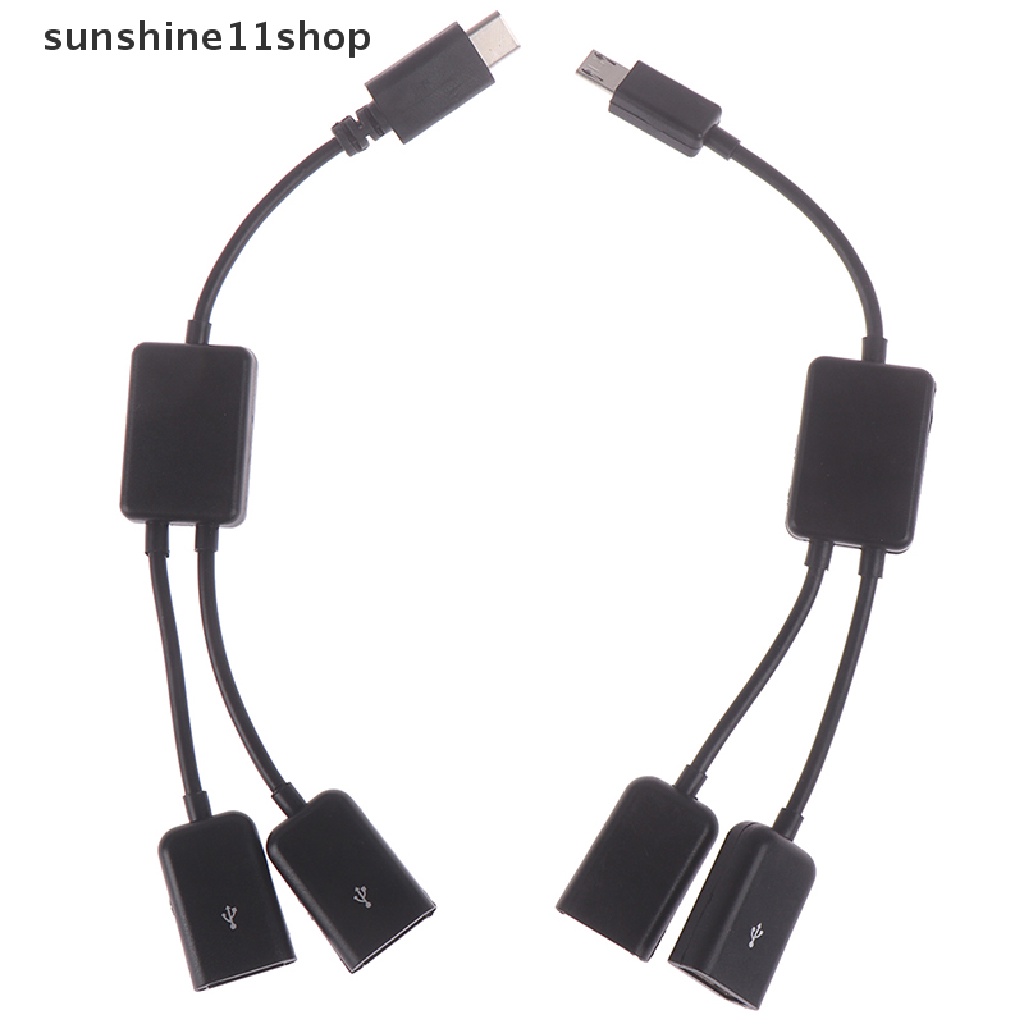 Sho Kabel adapter splitter y Mikro usb / Tipe c Ke 2 otg dual female