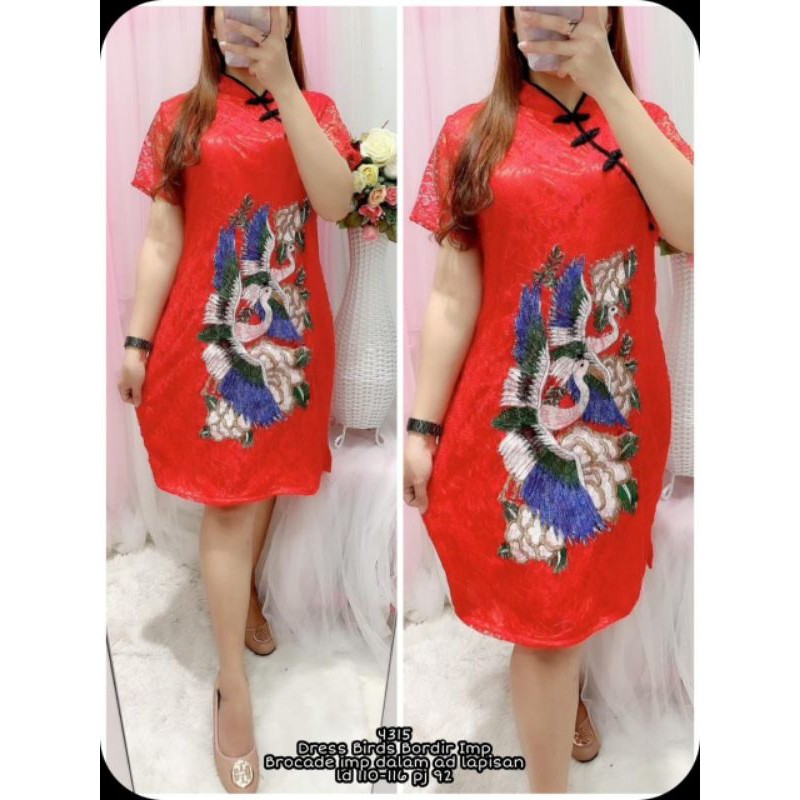 Dress bordir birds Brocade Import 4315