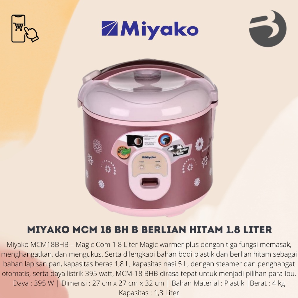 Miyako MCM 18 BH B Rice Cooker Berlian Hitam 1.8 Liter