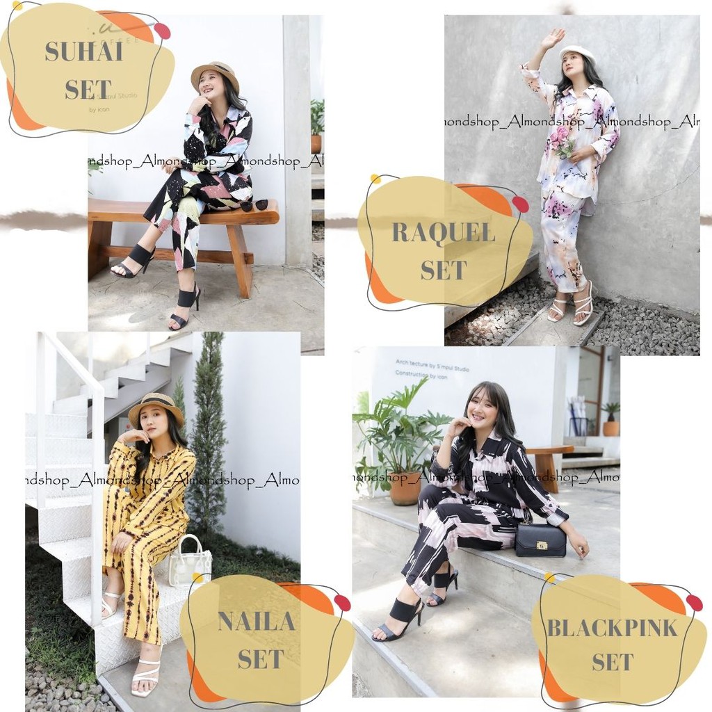 Nisya Set / One Set Rayon Viscose / Daily Set Motif Premium / Pajamas Set Wanita / Piyama Motif