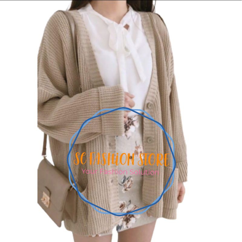 SCFA - YS AULAPA - Cardigan Rajut Jumbo Premium Kancing Depan Ada Saku