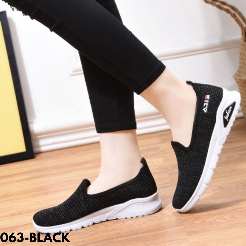 SEPATU KETS SNEAKERS TANPA TALI WANITA NYAMAN LARI CAUAL DAILY EMPUK SOLE KARET ANTI SLIP OOTD 063