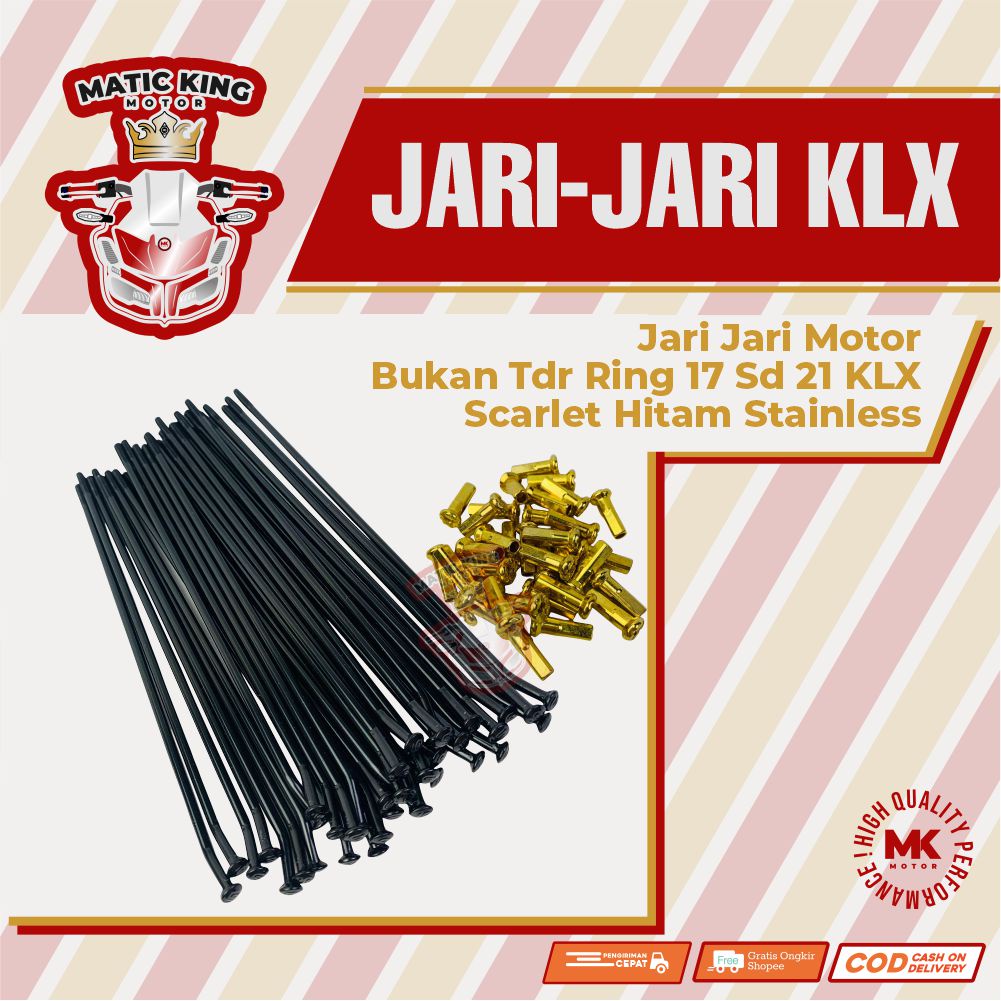 Jari jari motor bukan TDR ring 17 sd 21  KLX - Scarlet Hitam Stainless