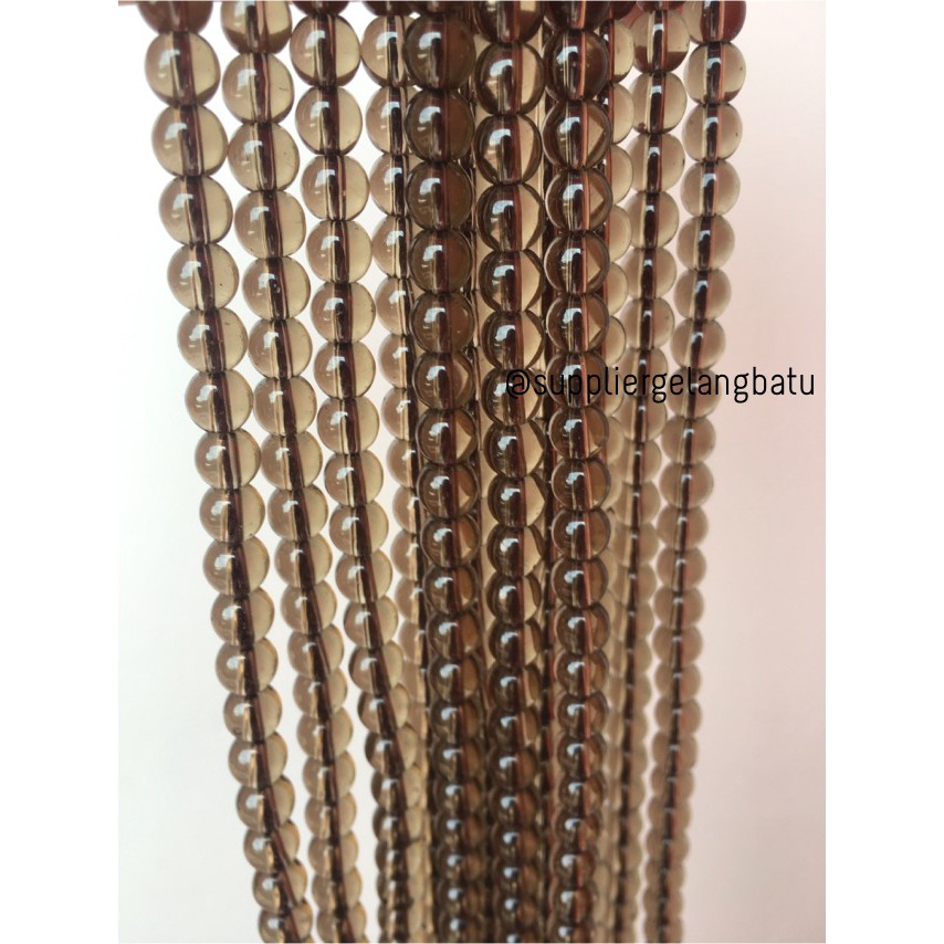 natural smoky quartz batu kristal kuarsa 6mm terapi kesehatan fashion aksesoris cewek cowok set akik