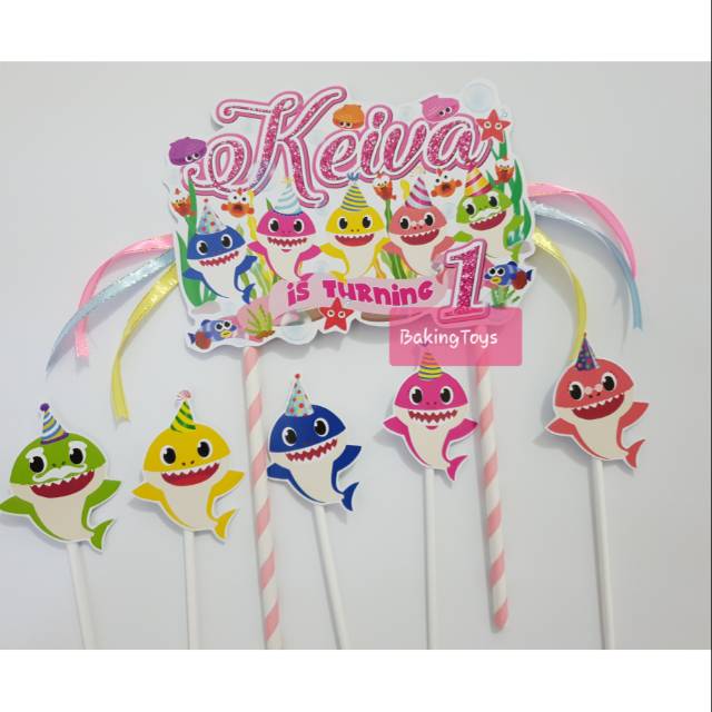 Topper Cake Birthday Baby Shark Pinky