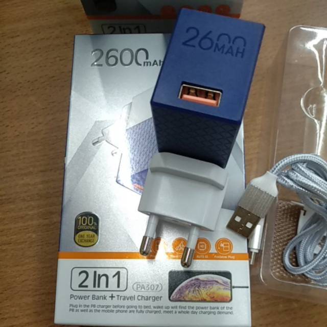 Powerbank 2in1 plus charger travel LDNIO 2600mah with micro kabel