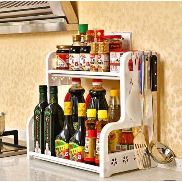 

Rak Bumbu Dapur Organizer Plastik Rack Plastic alat dapur Bunga MOTIF