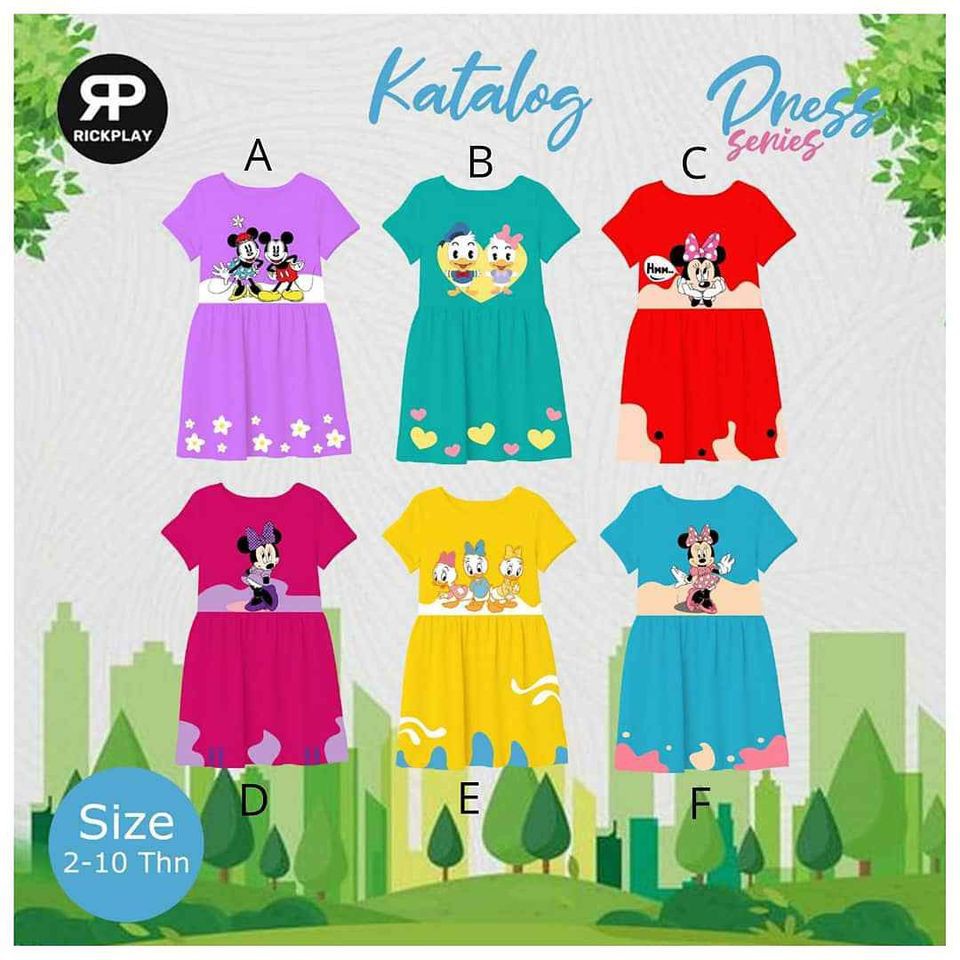 DRESS BAJU ANAK PEREMPUAN USIA 2-10T BY RICKPLAY