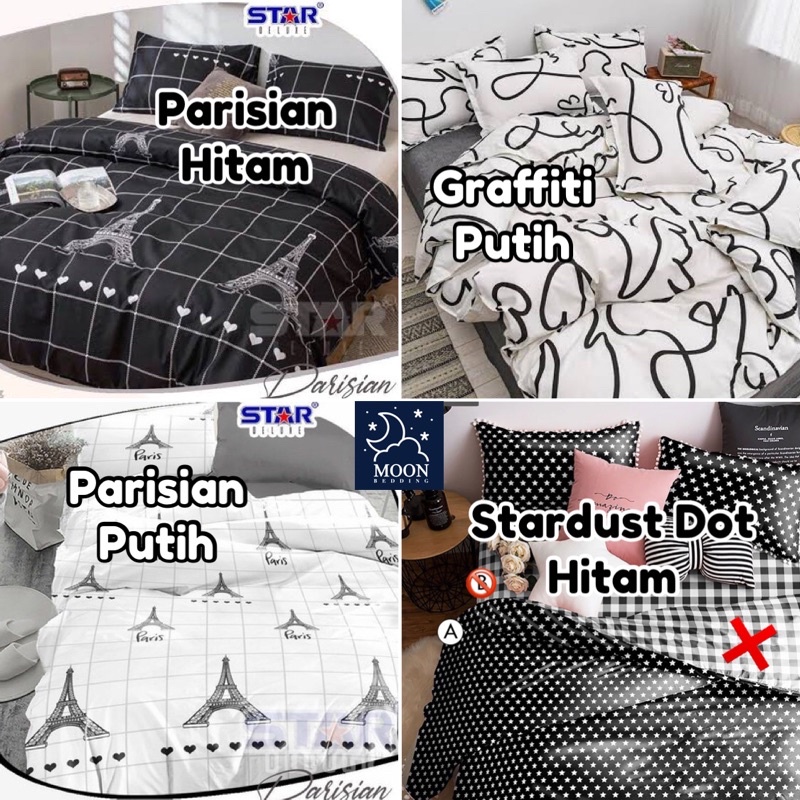 moon kain sprei meteran katun lokal catra star monokrom estetik graffiti grafiti abstrak putih & par