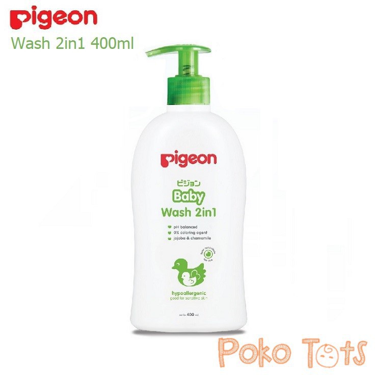 Pigeon Baby Wash 2in1 400ml Sabun Baby Anak Hair &amp; Body With Jojoba and Chamomile WHS