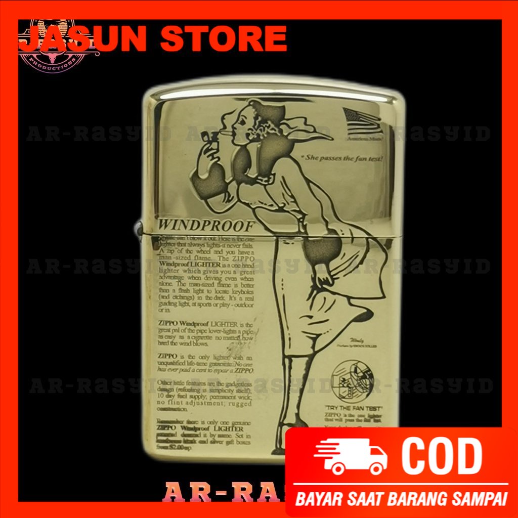 Korek Api Minyak Zippo Gold Ukir Motif Zippo Windproof 168 3962-6