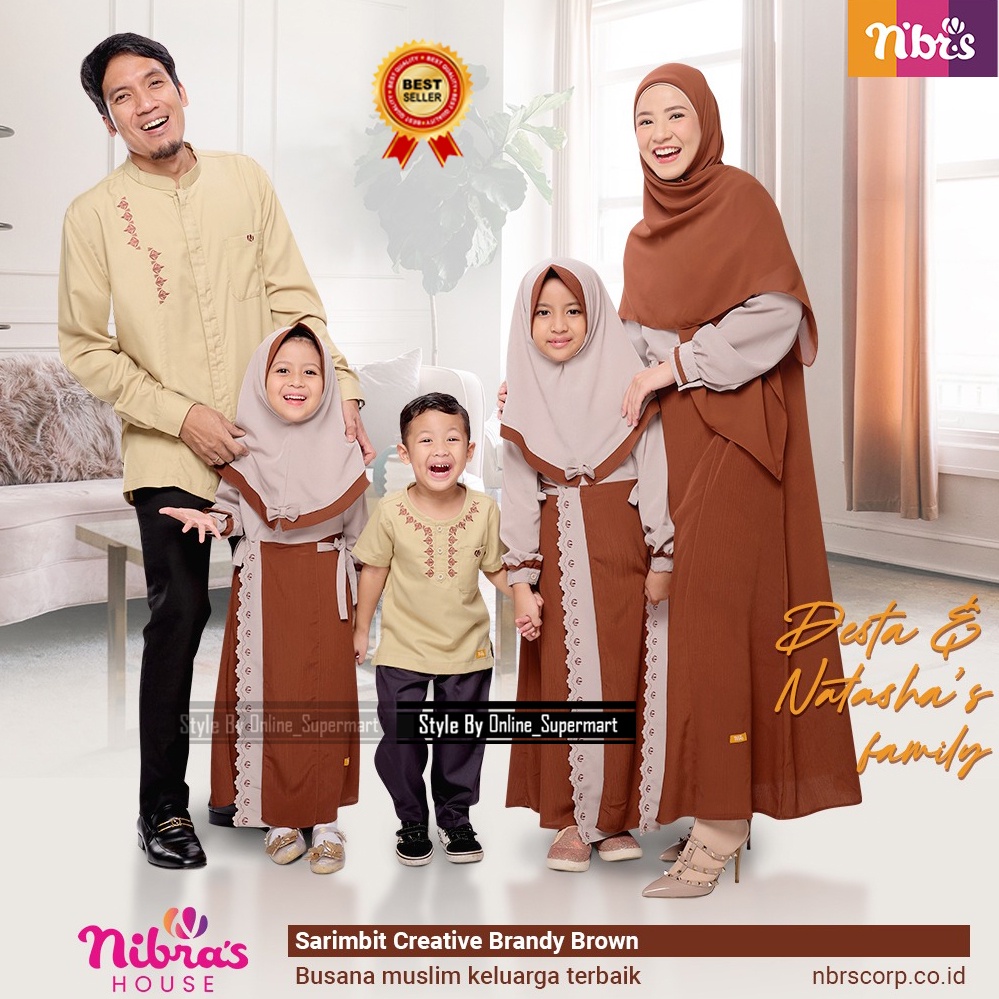 Sarimbit Keluarga Nibras Gamis Couple 2022 Creative Brandy Brown Terbaru