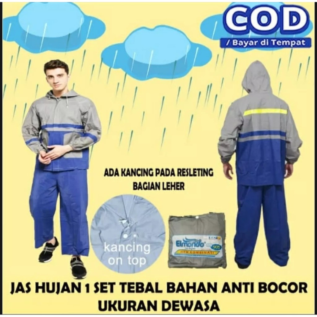 Jas Hujan Setelan Baju Celana Elmondo 905 - Raincoat Mantel Hujan New Kombinasi Elmondo 905