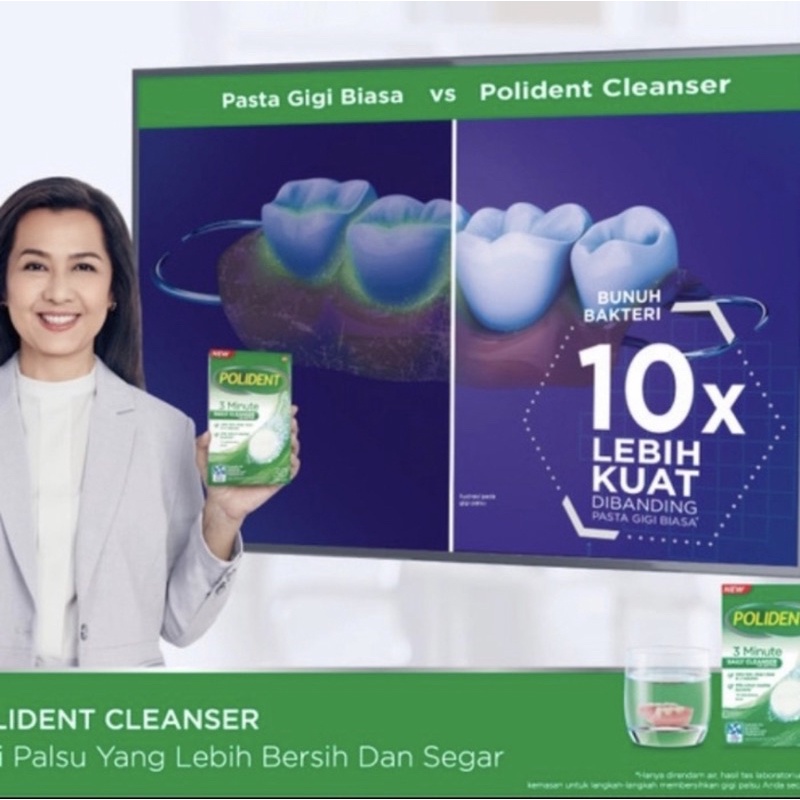 POLIDENT DENTURE CLEANSER EXSPRESS - TABLET PEMBERSIH PENCUCI GIGI PALSU ATAU GIGI TIRUAN ISI 30 TABLET