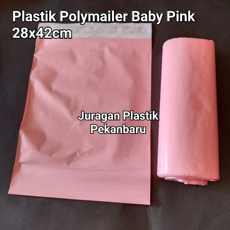 28x42 BABY PINK / PEACH Plastik Polymailer Online Shop / Plastik Packing Pekanbaru Olshop Merah Muda