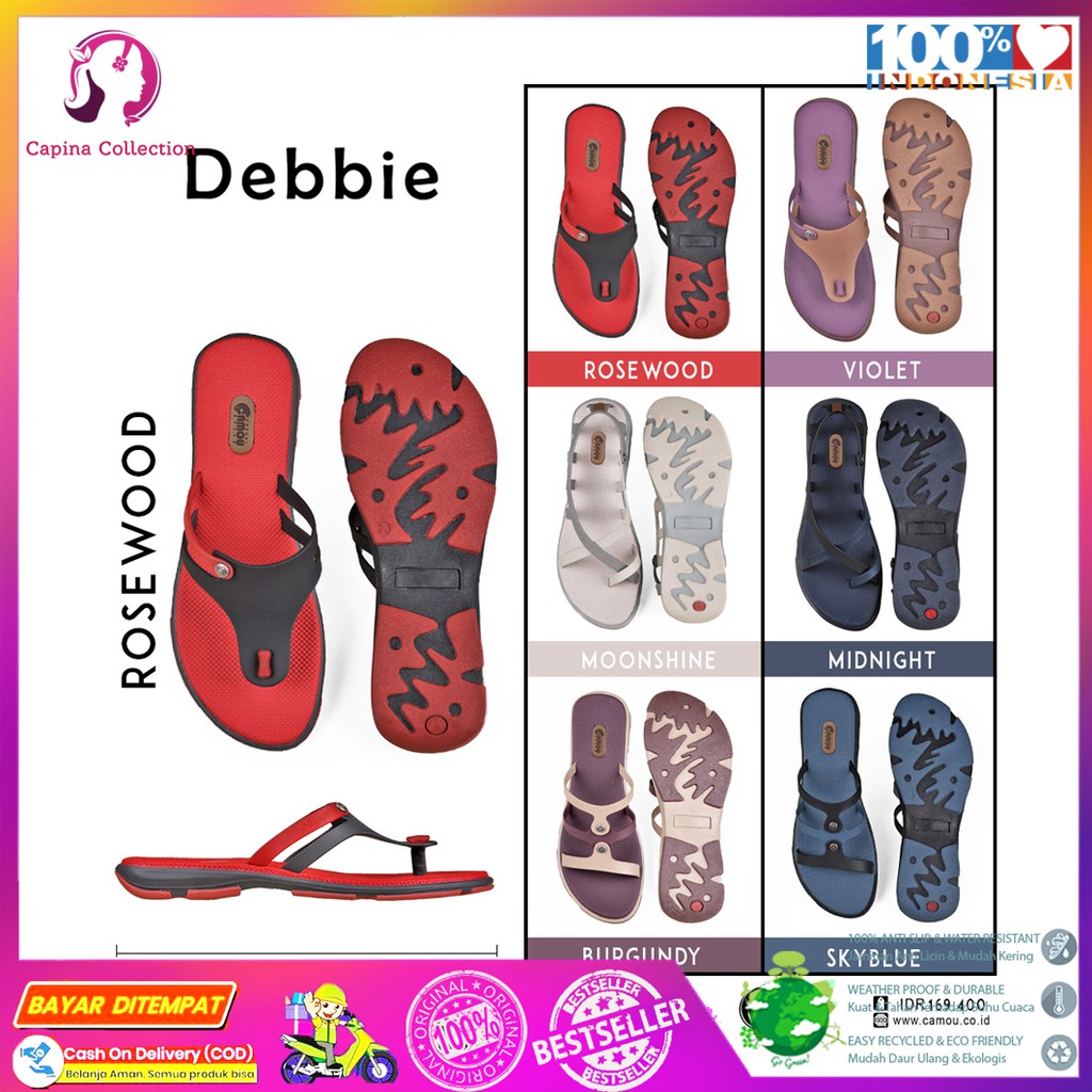  CAMOU DEBBIE 01 Sandal  Tali  Casual Wanita Bahan  Karet  