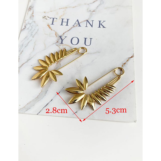 LRC Anting Gantung Fashion Gold Alloy Paper Clip Geometry Earrings F80691