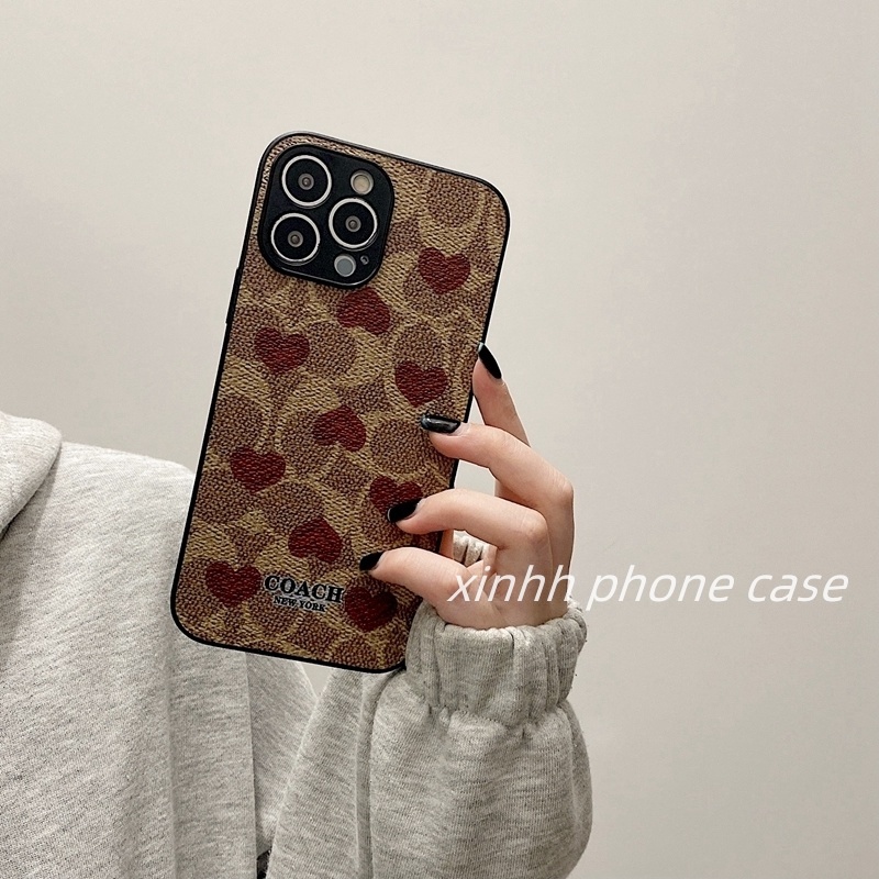 Case Bahan Kulit Motif Graffiti Hati Gaya Eropa Amerika Untuk IPhone 14 13 12 11 Pro 7 8 Plus X XR XS MAX