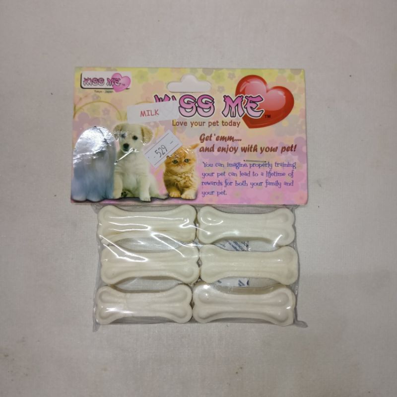 Tulang Gigitan Anjing - KissMe Pressed Bone 2&quot; isi 6 (Milk) Km529