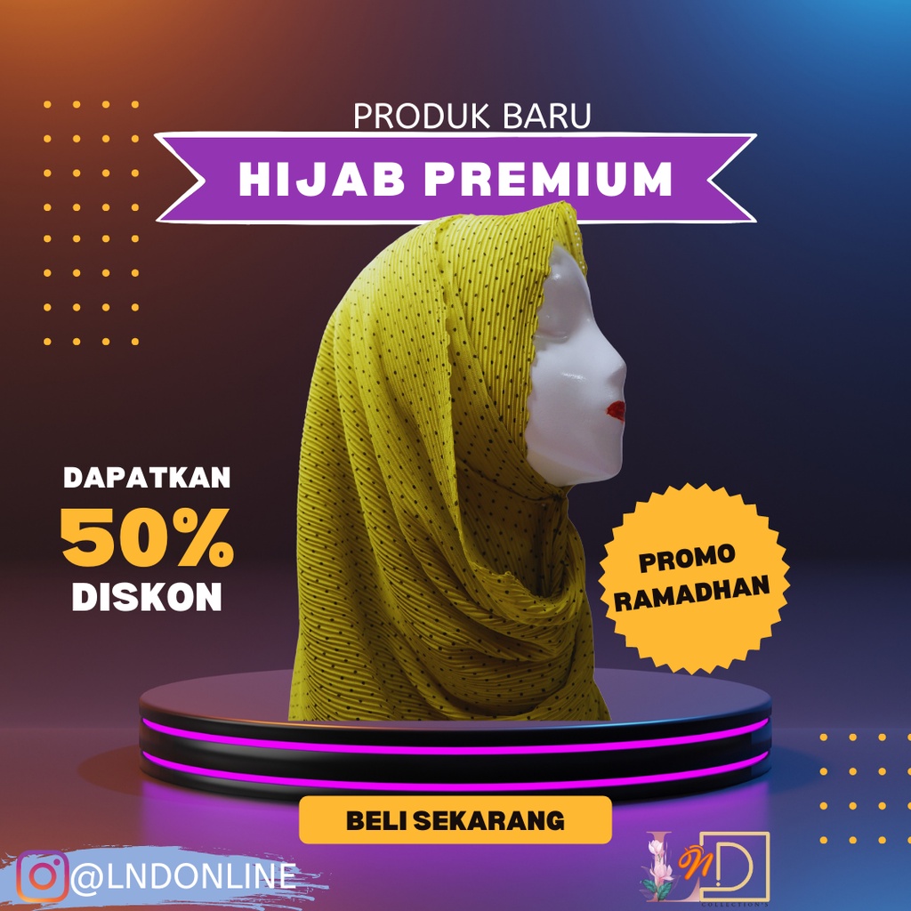 LnD Hijab PREMIUM Pashmina Plisket Duyung motif dot kecil