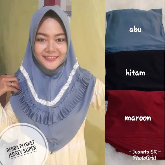 Hijab instan renda jersey