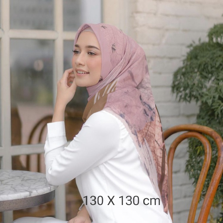 Diskon!! Hijab Voal Syar'i Ukuran 130 x 130 Jilbab Segiempat Syar'i Jumbo Kerudung Voal Motif Teak Series