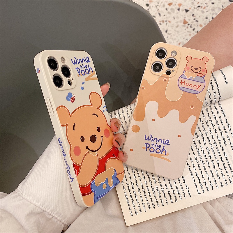 Straight side Pooh case iphone for iphone 13 12 11 pro max X Xs max XR 7 8 plus se2020 side pattern all-inclusive soft shell protective cover