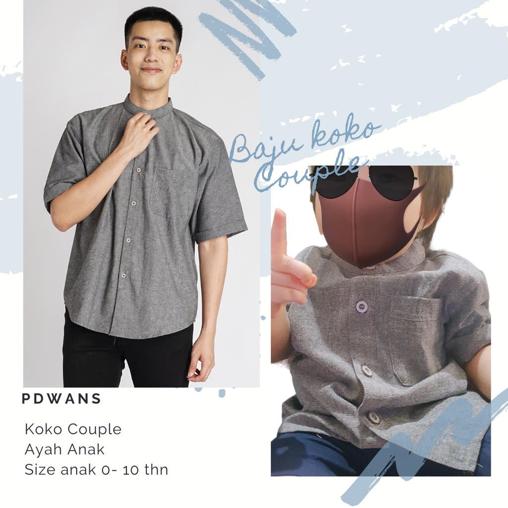 BAJU KOKO COUPLE AYAH ANAK Kembaran Warna Pastel PDWANS Kemeja Polos Kerah Shanghai - SH01