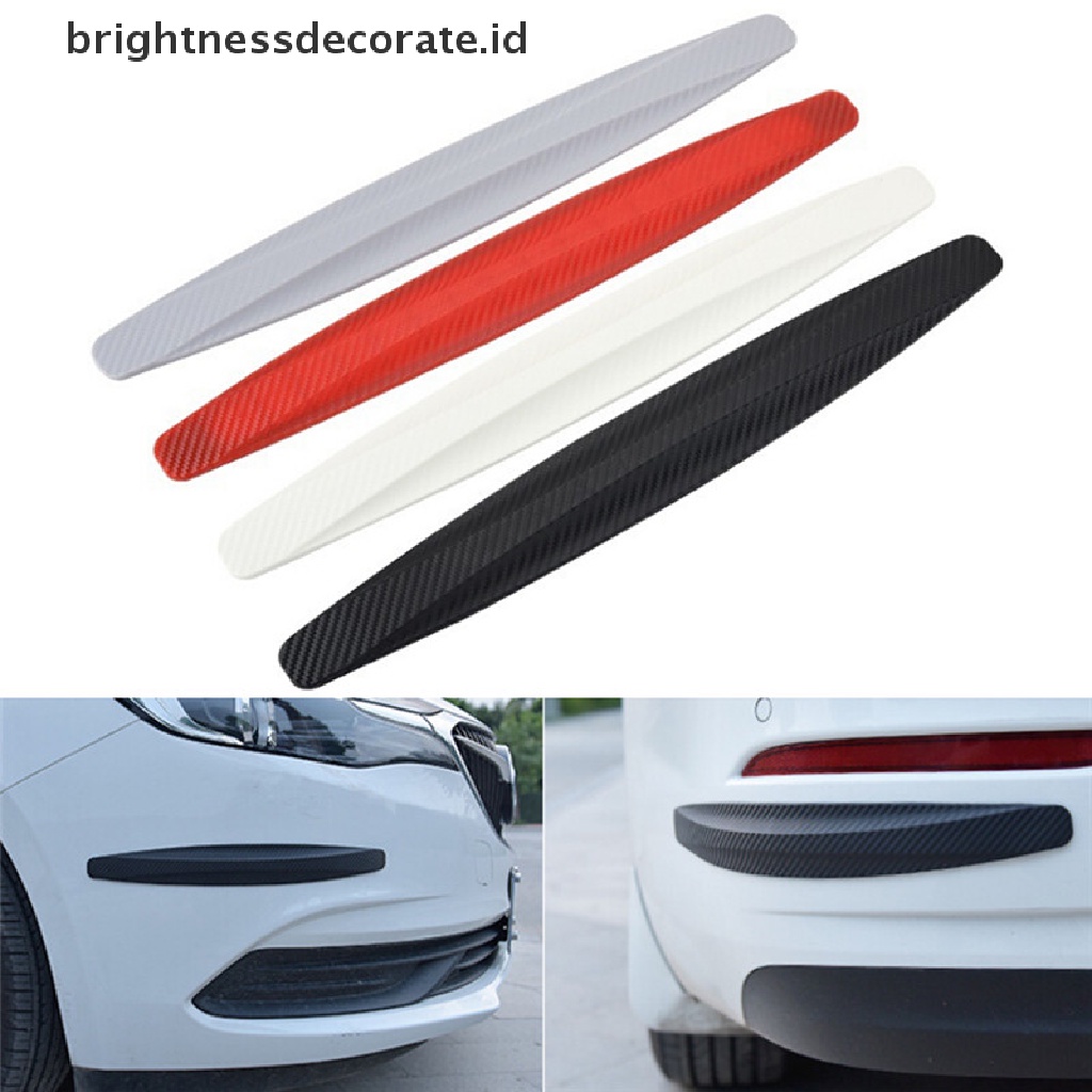 1 Pasang Stiker Pelindung Sudut Bumper Mobil Bahan Karet Karbon Fiber Anti Gores