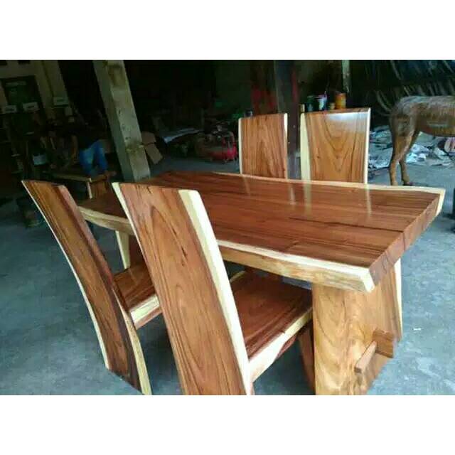 Meja makan kayu trembesi solid / meja makan kayu suar / meja trembesi / kursi trembesi