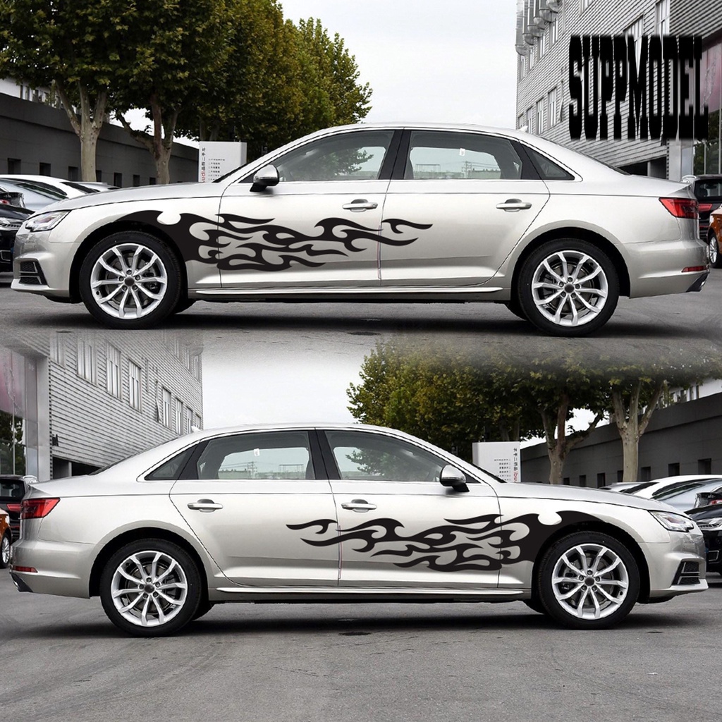 2pcs Stiker Decal Motif Api Untuk Dekorasi Mobil SUV