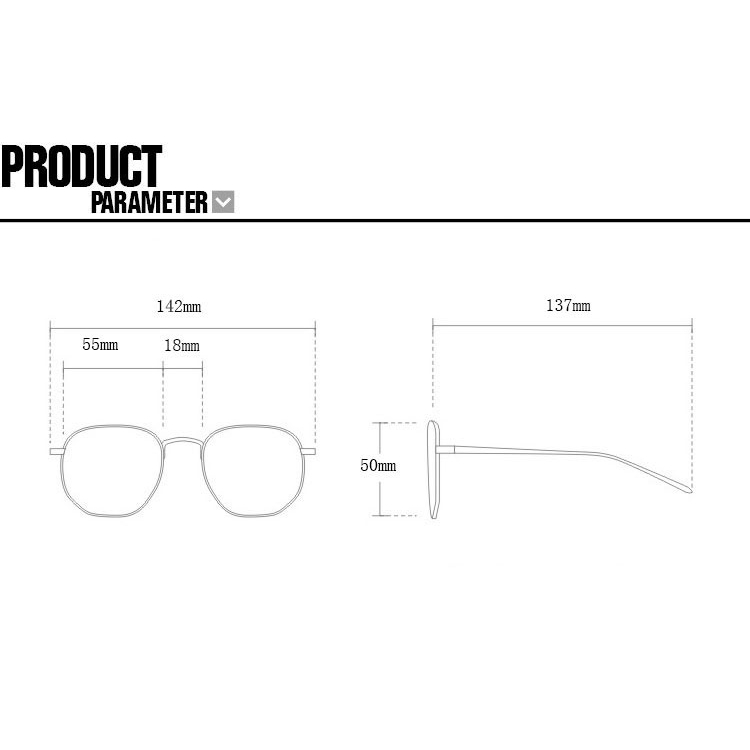 2022 Kacamata Hitam Pria / Wanita Model Kotak Retro Elegan Frame Metal