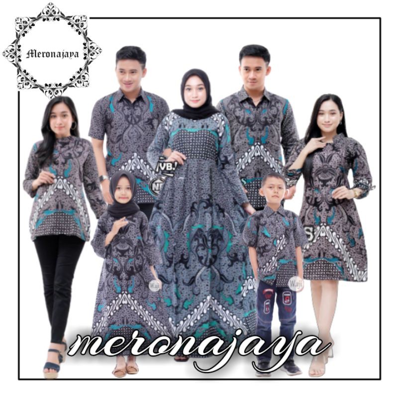 Batik Couple keluarga sania ruffle ori ndoro jowi dnt Set Couple Keluarga Modern DIMENSI ABU