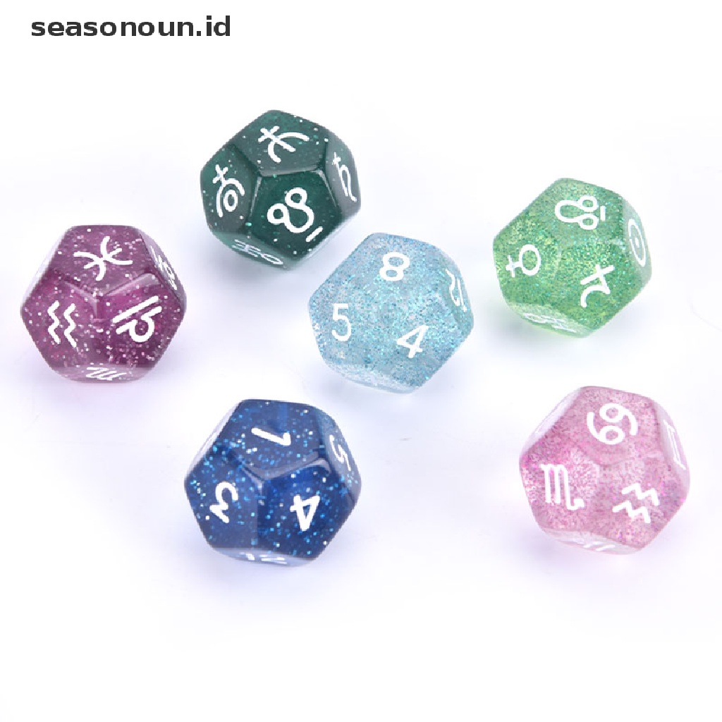 3 Pcs Mainan Dadu 12 Sisi Motif Zodiak Astrologi