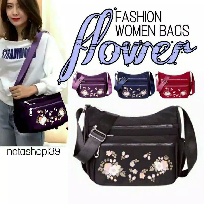 Super Sale 9.9 Fashion Flower Women Bags Tas Selempang Multi-pocket Tas Cantik Wanita Korean