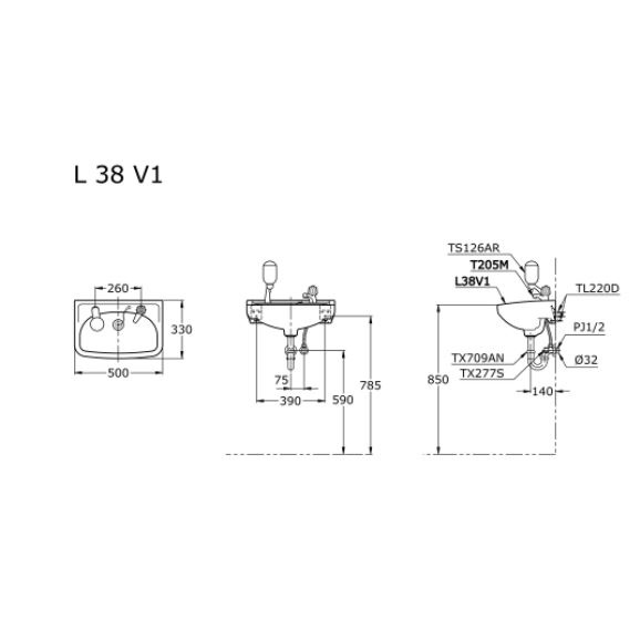 Wastafel TOTO L38 V1 Set Komplit Sabun / Westafel Cuci Tangan L38V1